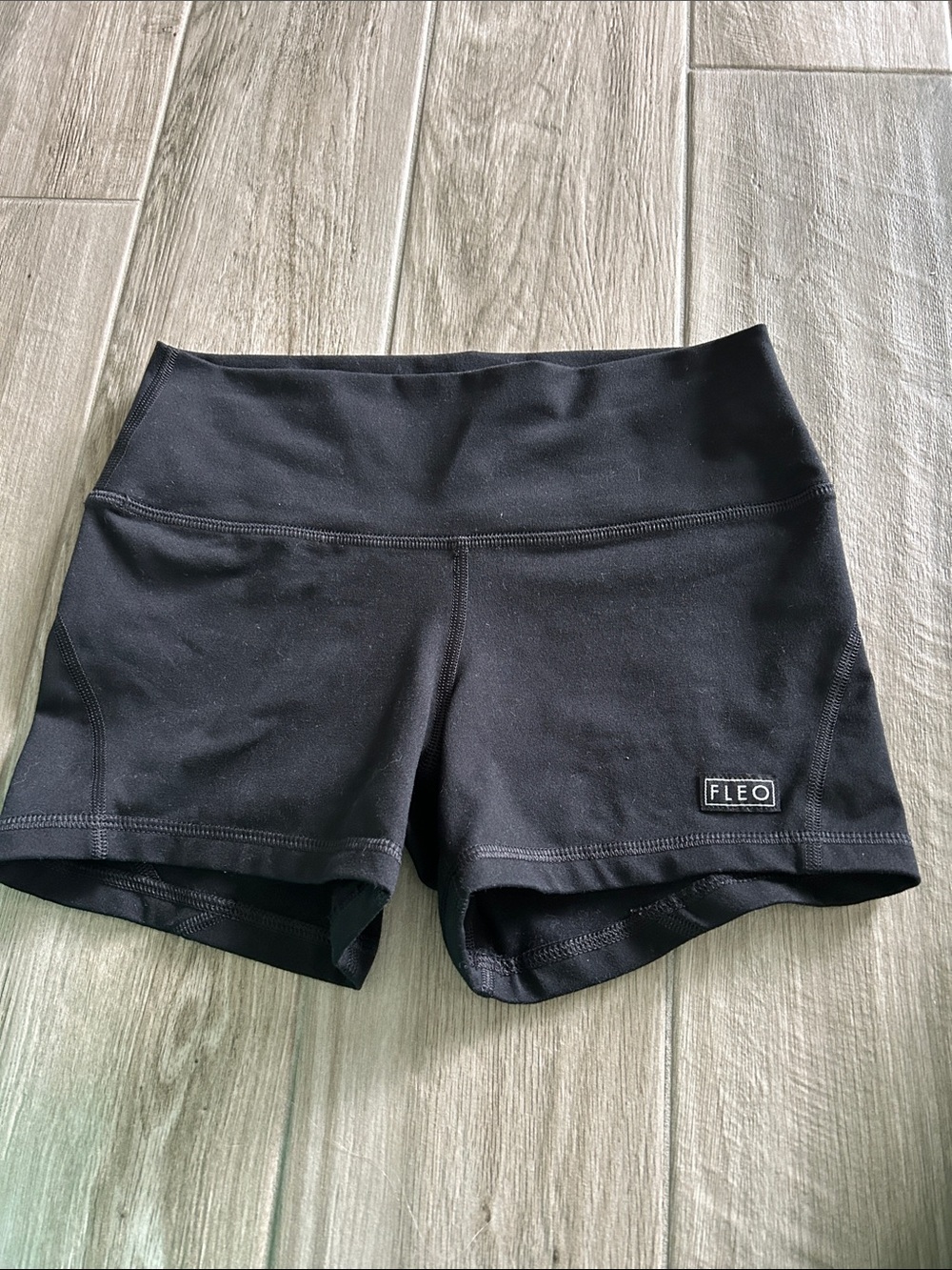 Fleo Black High-Rise Performance Shorts
